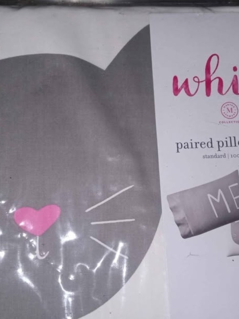 Whim paired pillowcase set Gray & Pink NWT